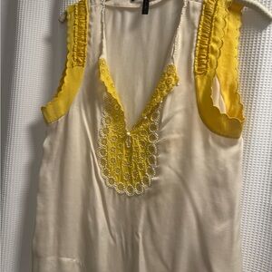 BCBGMaxAzria Yellow and Cream Blouse